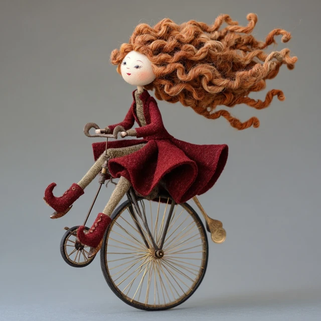 Red Rag Doll on Penny Farthing
