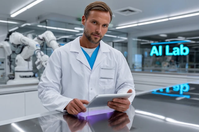 AI Lab Scientist in Futuristic Medical Lab