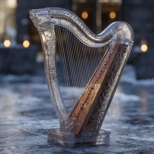 Ice Harp Medieval Celtic Instrument 3D Art