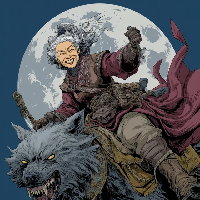 Buryat Witch Riding Evil Wolverine