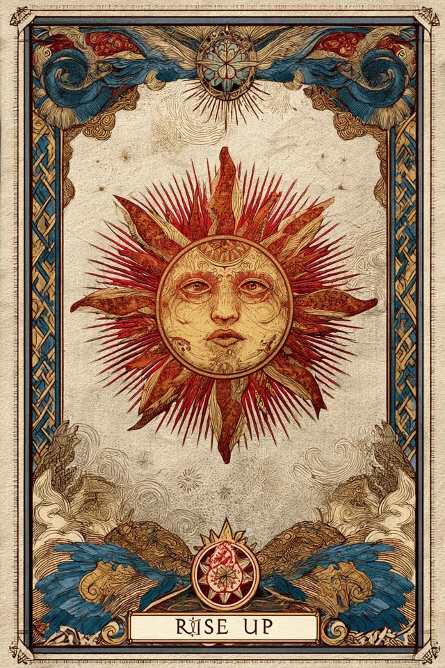 Medieval Sun Tarot Card Back Design Rise Up