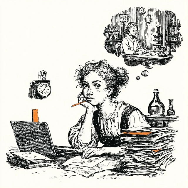 Tired Researcher Medieval Illustration
