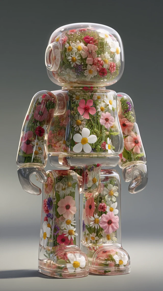 Floral Robot Vinyl Figure 3D Render Collectible Art