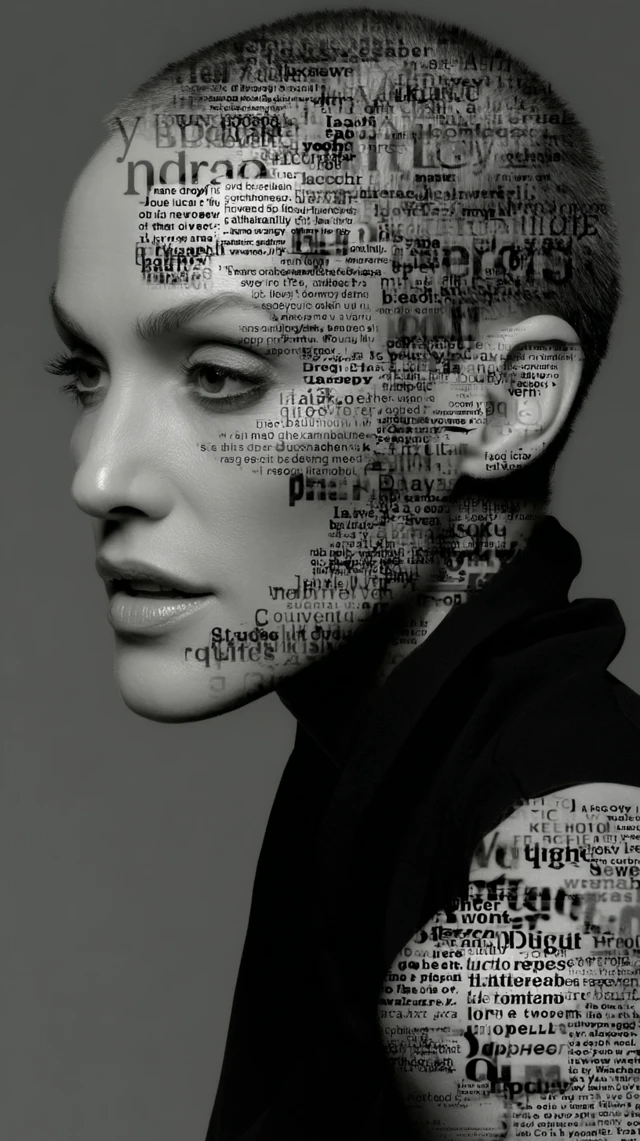Monochrome Portrait with Typographic Tattoo