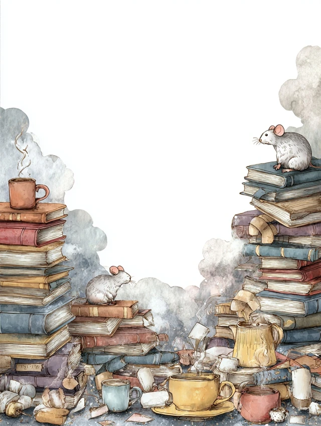 Bookish Party Invitation Watercolor Illustration