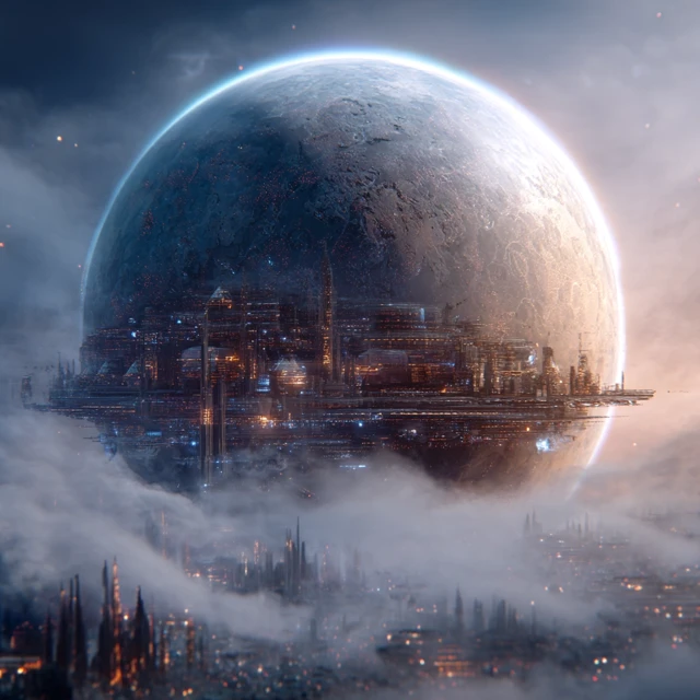 Futuristic Planet with Advanced Technology
