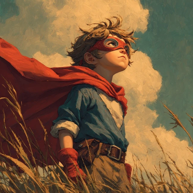 Young Hero Standing in Forest