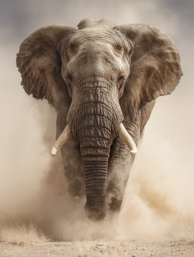 Elephant Charging Photo Realistic Wildlife