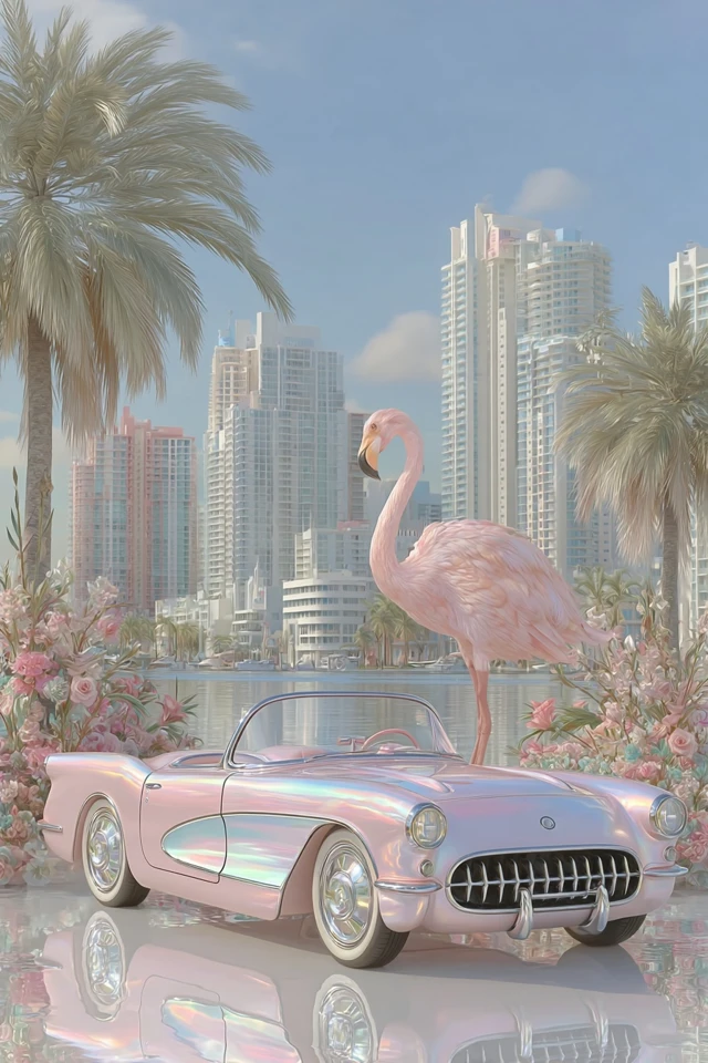 Flamingo in Miami Art Deco Convertible
