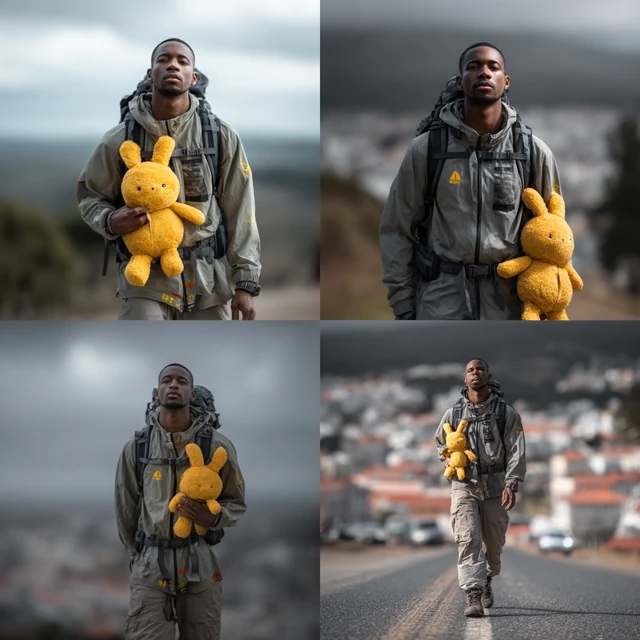 African American Man Traveling the World with a Toy