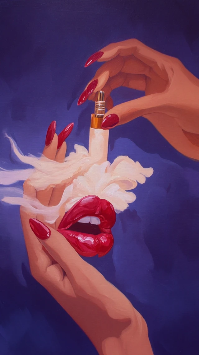 Red Lips and Nails Modern Painting