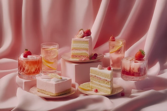 Delicious Sweets and Drinks on a Pink Table
