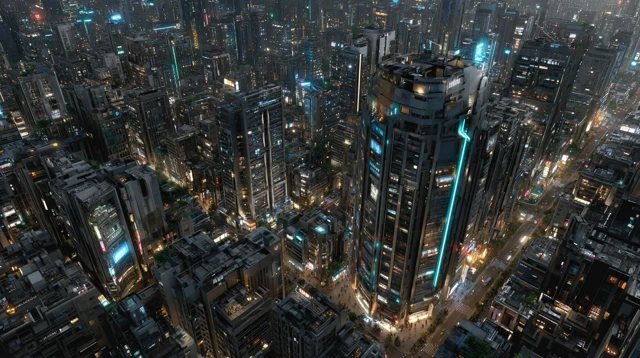 Aerial Cityscape Contrasting Heat and Coolness