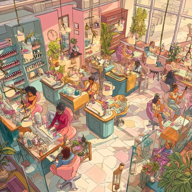 Bustling Nail Salon Modern and Cozy