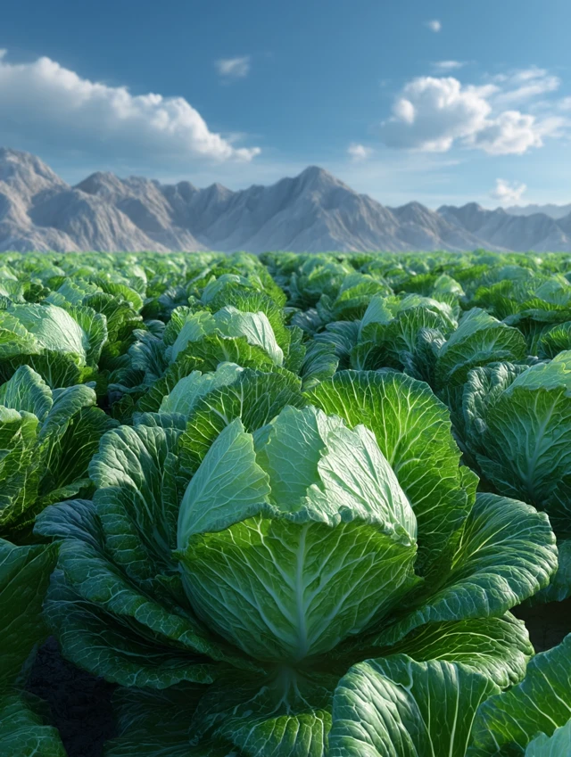 Lush Lettuce Field Realistic Landscape View