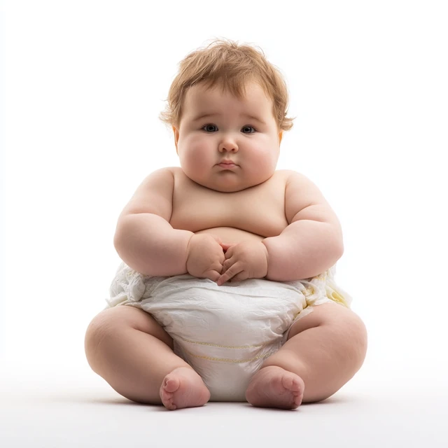 Overweight Baby Portrait Rolls and Folds in Nappy