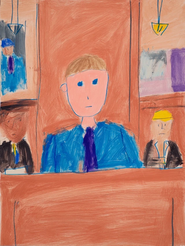 Childs Painting Defendant in Courtroom Dock