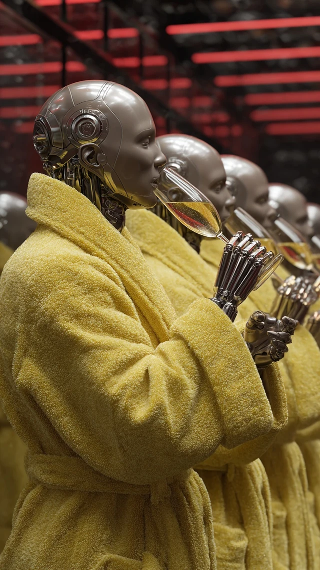 Robots Drinking Champagne A Futuristic Celebration