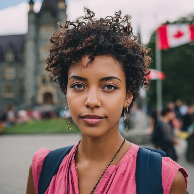 Beautiful Young African Woman on University Campus