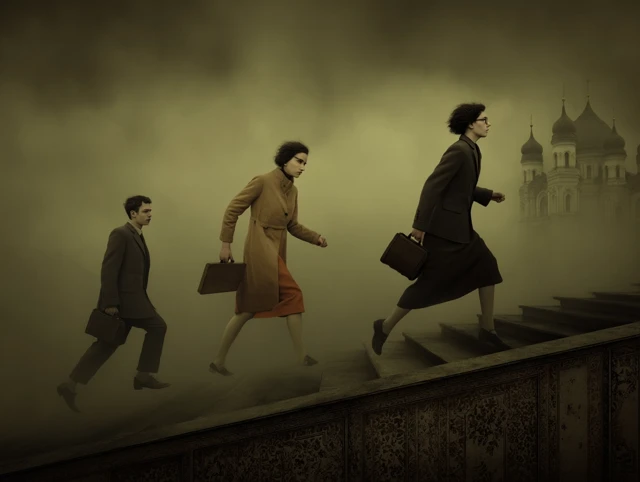 Surreal Dreamlike Ascent 1940s Photorealistic Art
