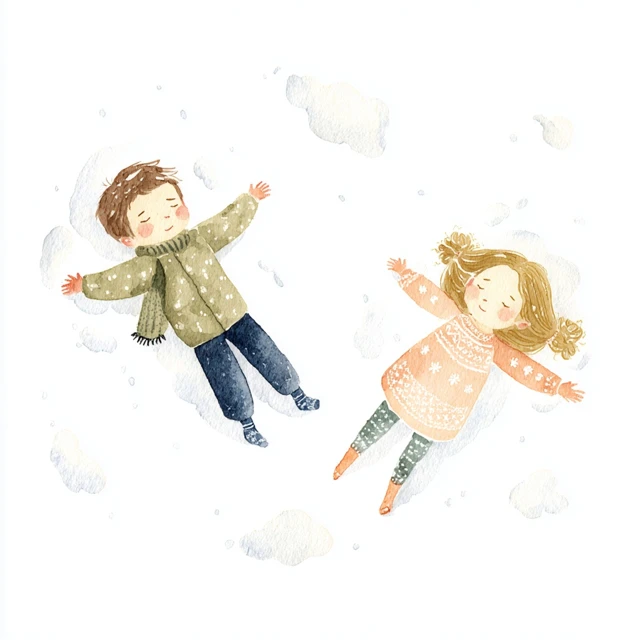 Snow Angels Cute Childrens Illustration