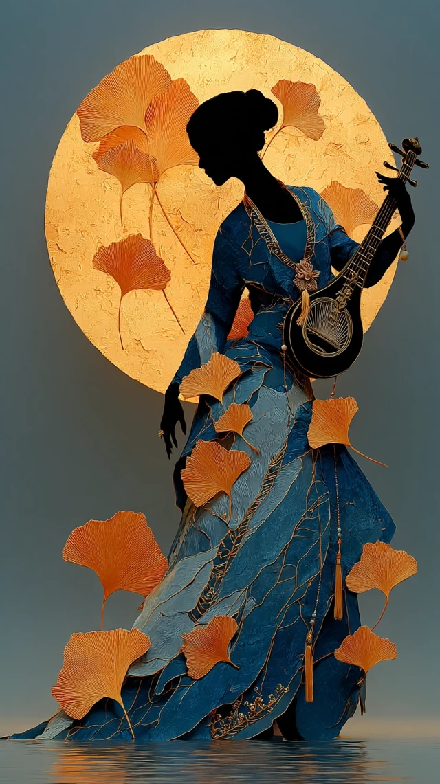 Moon Goddess Silhouette Hanfu Art
