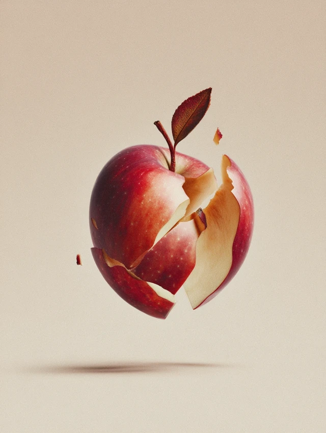 Photorealistic Apple Illustration Modern Still Life