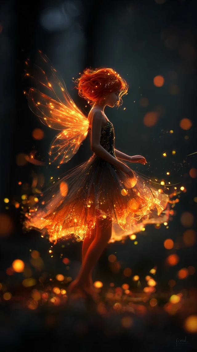 Ember Fairy in Twilight Forest Illustration