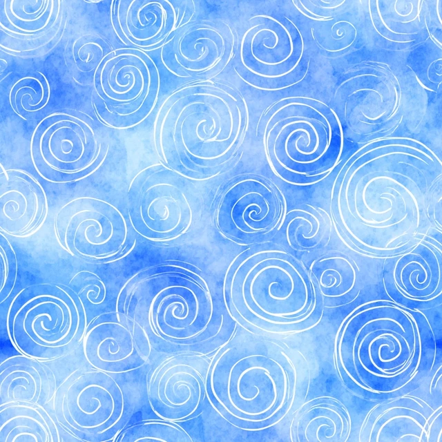 Blue Watercolor Spirals Gustav Klimt Style Art