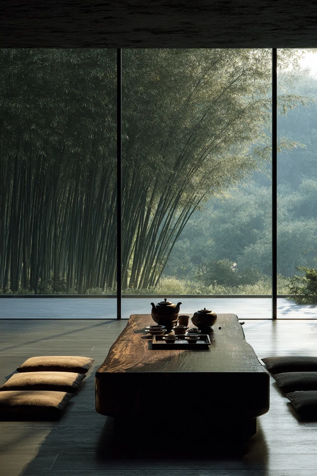 Chinese Tea Room Zen Design and Nature Views