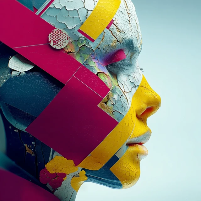 Abstract Portrait Art Cracking Face