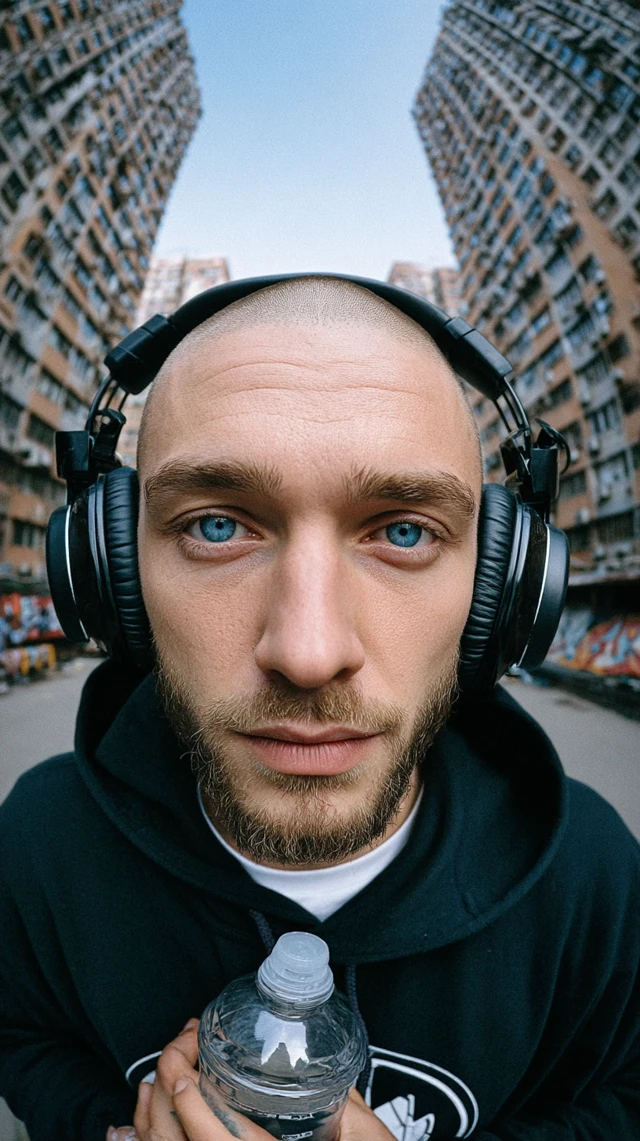 Urban Portrait Young Man Streetwear Fisheye Lens