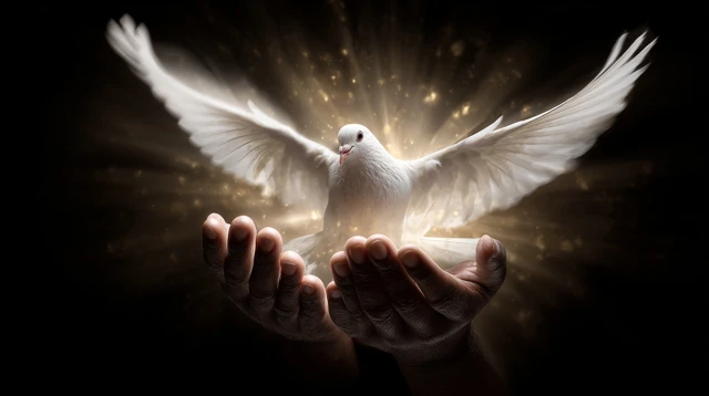 White Dove Release Spiritual Scene Photorealistic