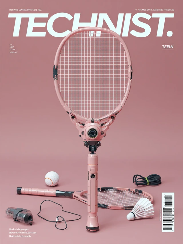 TECHNIST Magazine Cover Cyberpunk Badminton Robot