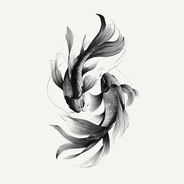 Koi Fish Tattoo Design Upward and Downward Motion