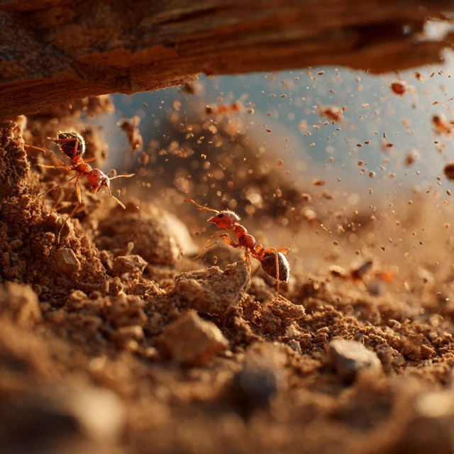 Fire Ants Rebuilding Colony Macro View