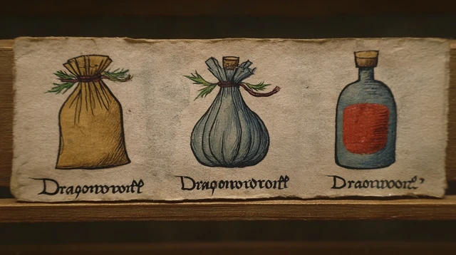 Medieval Dragonroot Illustration Illuminated Manuscript