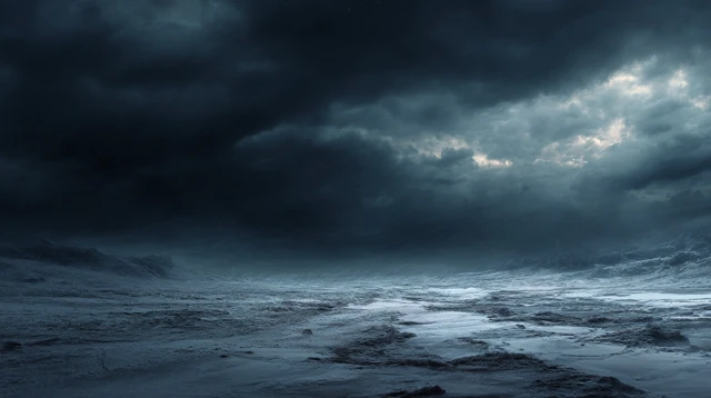 Dark Fantasy Frozen Wasteland Landscape