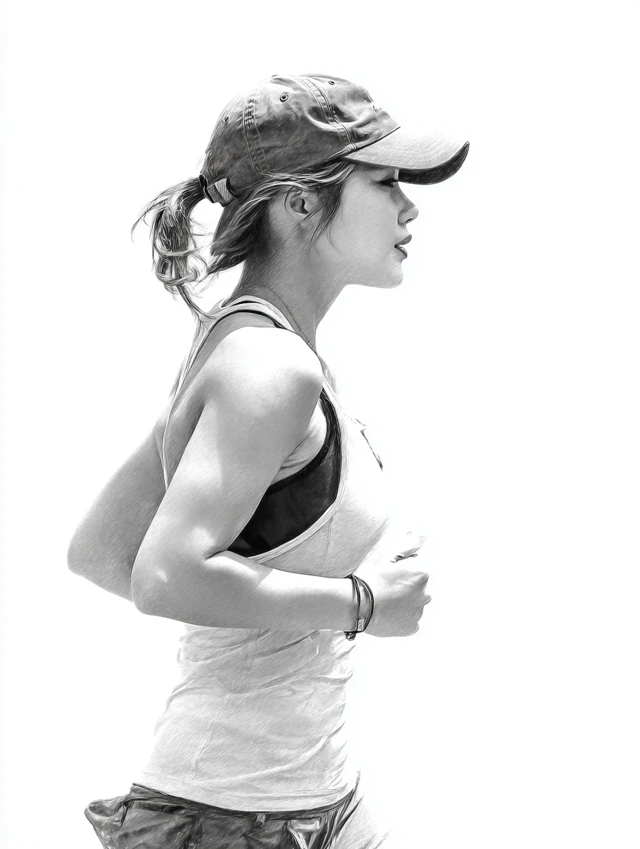 Zen Painting of a Girl Running Minimalism Art