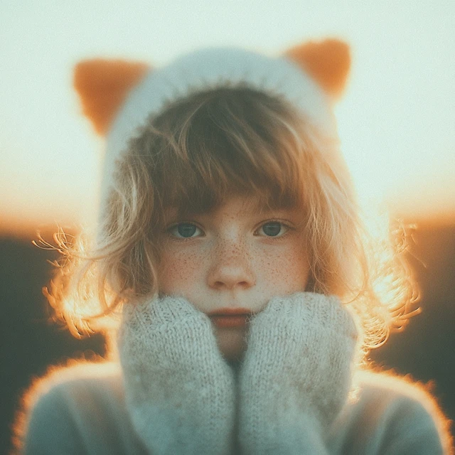 Cute Girl with Cat Ears Portrait