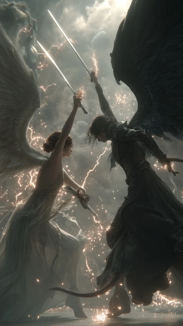 Angel vs Devil Epic Battle Illustration