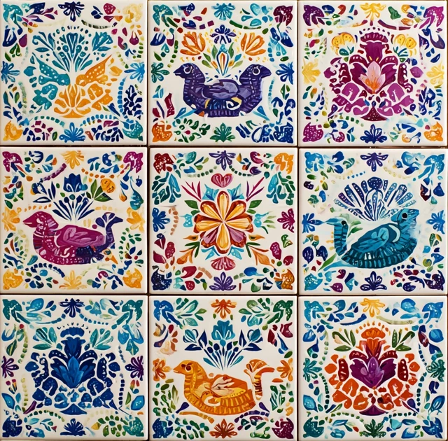 Mexican Tile Pattern Colorful Geometric Art