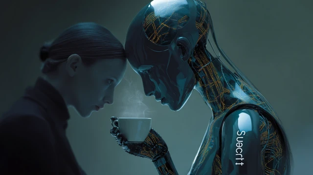 AI Barista Coffee Cyberpunk Movie Poster