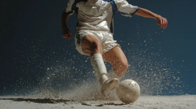 Soccer Player Kicking Ball in Slow Motion