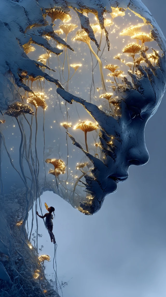 Cracked Face Fantasy Forest Artwork