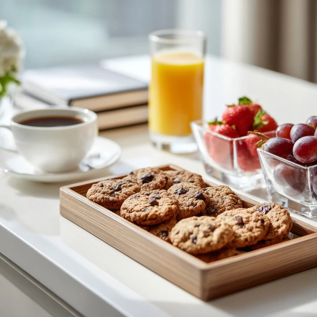 Hotel Refreshment Table Cookies Coffee Fruit