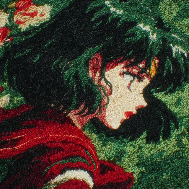 Vintage 90s Anime Sailor Saturn Embroidered Carpet