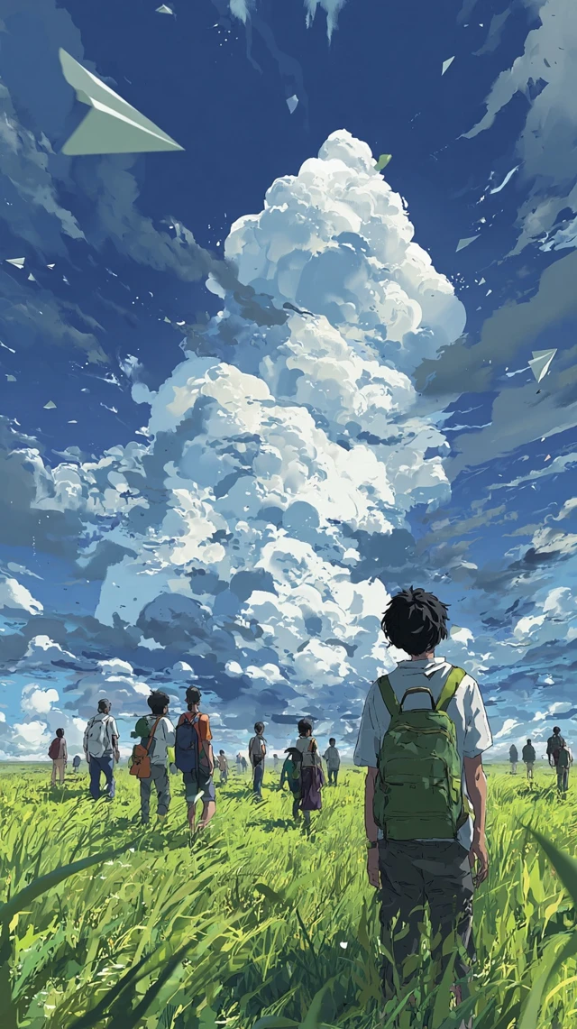 Youthful Field Illustration Anime Style