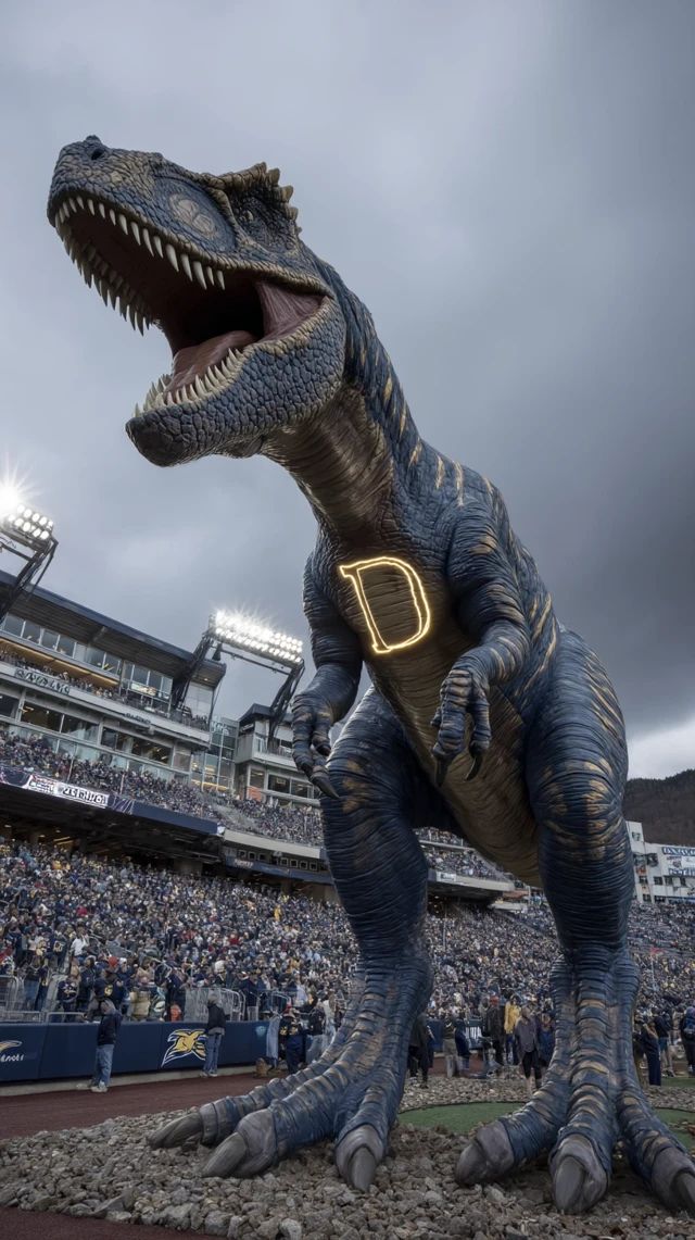 Colossal Allosaurus Guardian at NC Dinos Stadium