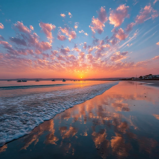 Tangier Beach Sunrise: Golden Rays and Tranquil Seascape